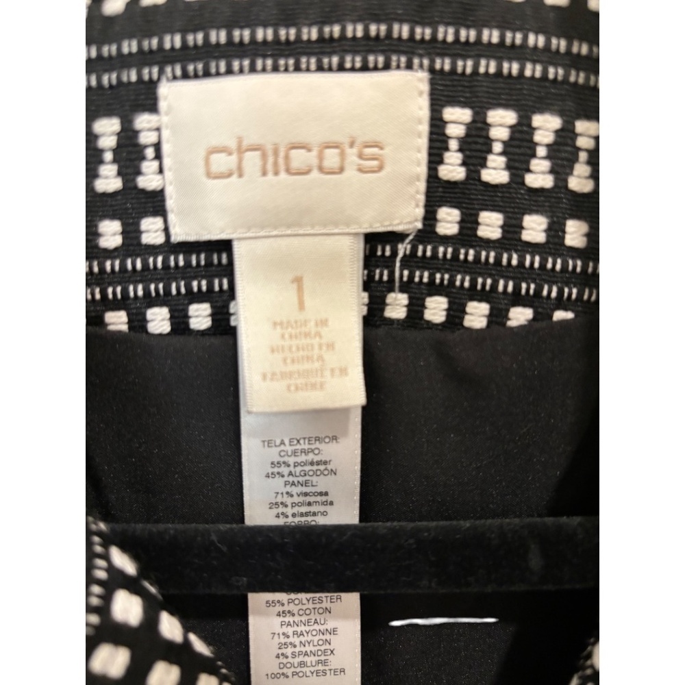 Chico's Black White Tapestry Off-Set Front Zipper Long Sleeve Jacket Chico's 1 - Picture 3 of 4